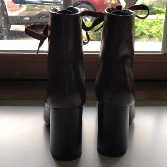 Burgundy faux leather high heel boots NWOT - Picture 4 of 6